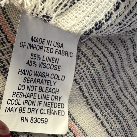 Drew Womens Top Striped Linen Viscose Sleeveless Size S Fringe Boho Comfy Artzy - Picture 9 of 11